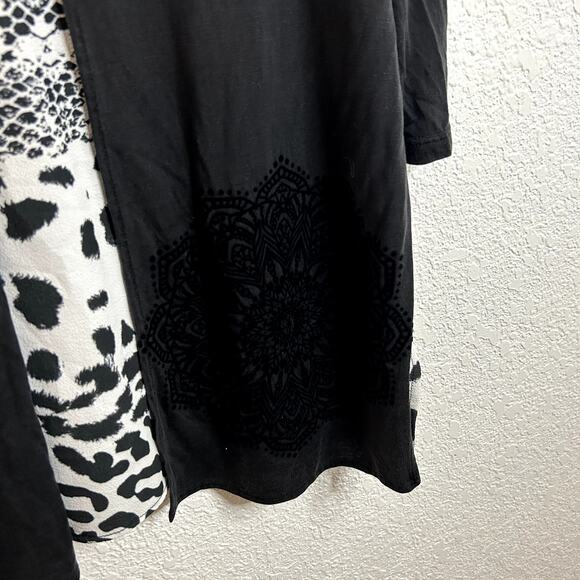 Desigual Womens Layered Top Size Large Black Velour Impressionist - Picture 4 of 5